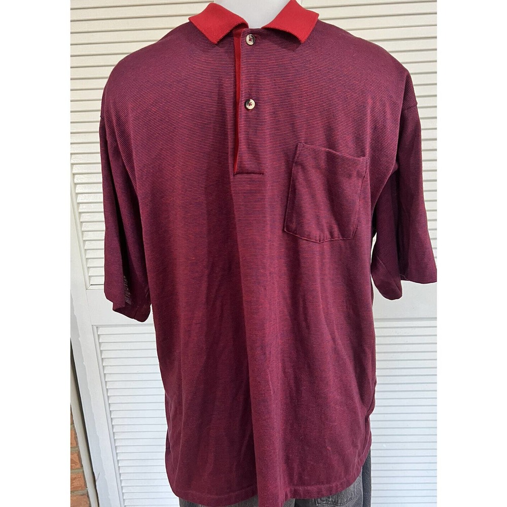 Vintage 90s American Edition Men's Short Sleeve Polo Shirt XL Red/ Blue